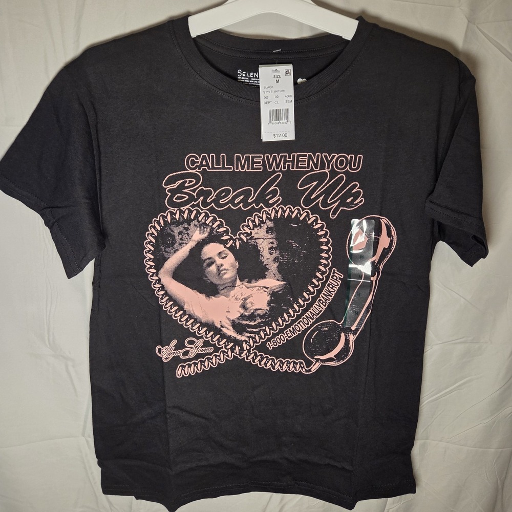 Selena Gomez‎ Black Cotton Tee with Heart Accent size M